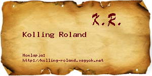 Kolling Roland névjegykártya